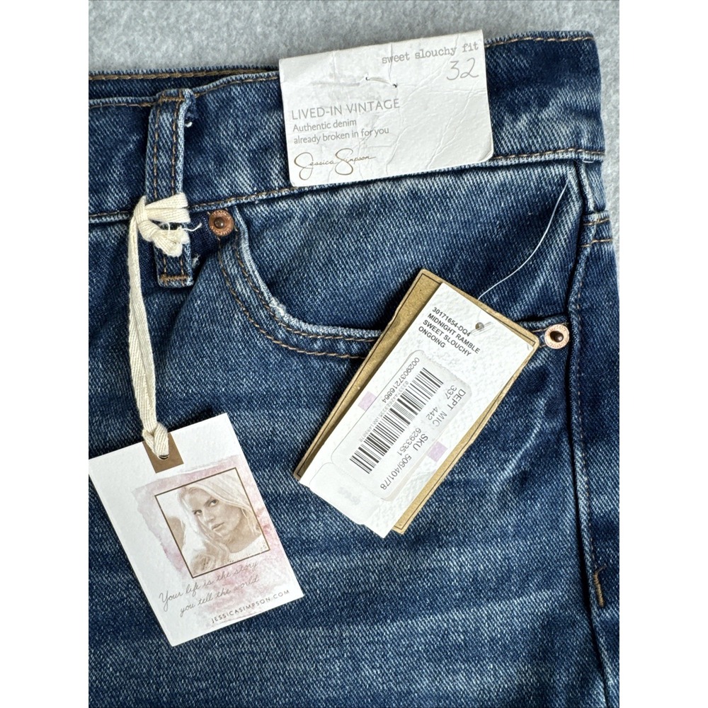 Jessica Simpson NWT Women's 32 Sweet Slouchy Blue Denim Relaxed Distressed - Picture 7 of 9